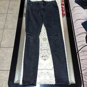 Mavi dark grey distressed skinny jeans